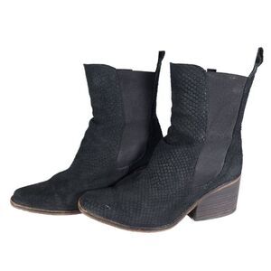 Free People Women's Benson US6,5 EU37 Black Suede Snakeskin Pull On Chelsea Boot
